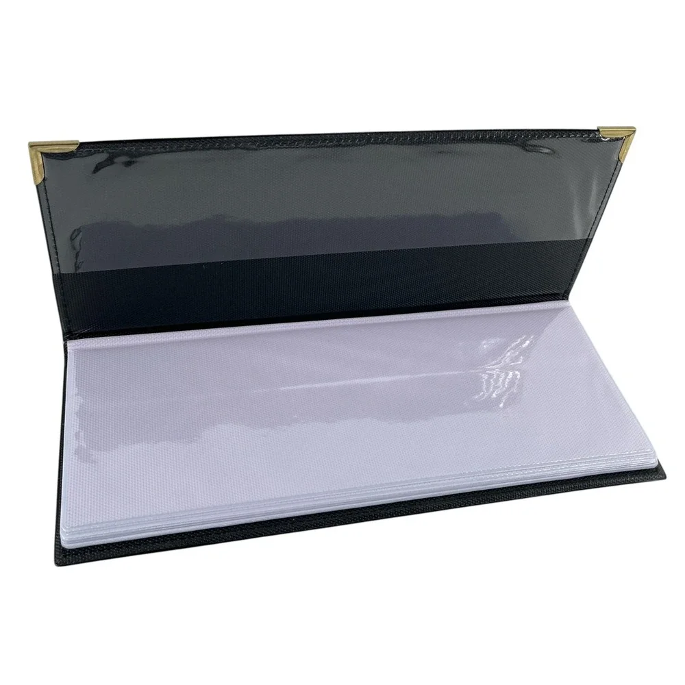 Black Faux Leather Currency / Panoramic / Ticket  Album 10x3.5 - Holds 24